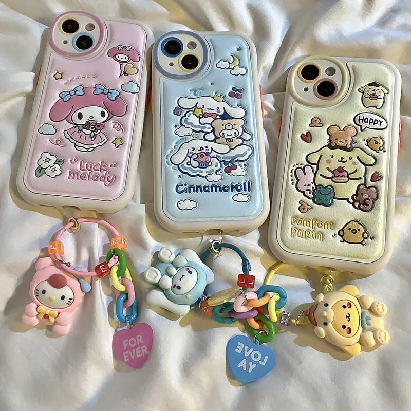 

Симпатичный Sanrio Kuromi My Melody Cinnamoroll с боковым орнаментом оболочка Telepon ручная косметика для Iphone 11 12 13 14Promax