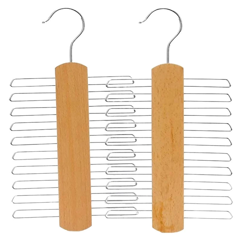 

2 шт. деревянный держатель для галстука, премиум деревянный галстук, вращающийся на органайзер, стойка для хранения С нескользящими зажимам...