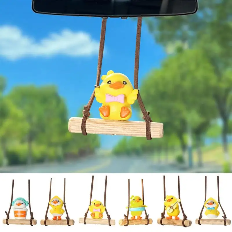 

Car Pendant Swing Duck Rearview Mirror Ornament Super Cute Hangings Accessories Auto Interior Pendant Decoration For Women Girl