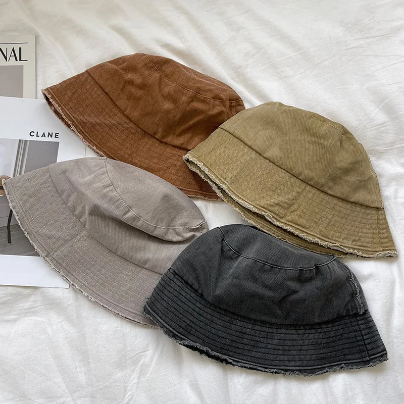 

COKK Hat Women Spring Summer Sunshade Washed Bucket Hat For Women Men Unisex Solid Color Vintage Casual Gorros Cap Bob Retro New