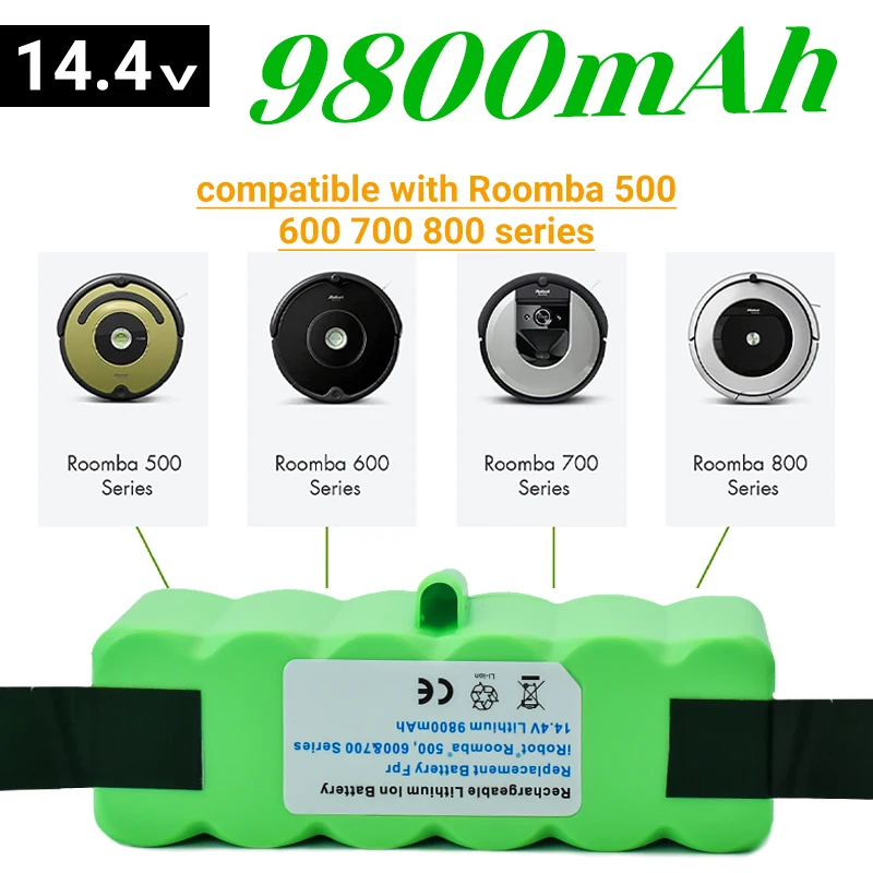 

100% Brand NEW 14.4V 9800mAh Lithium Rechargeable Battery For iRobot Roomba 500 600 700 800 Series 560 620 650 700 770 780 880