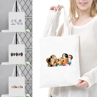 tote canvas bag women anime shoppers shoulder bags eco organizer large reusable cartoon handbags folding grocery shopping pack