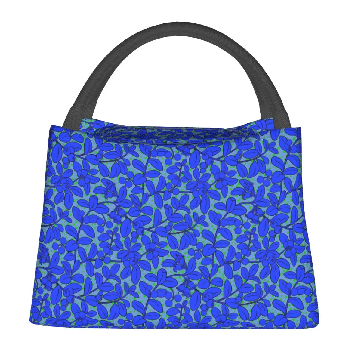 

Plants Print Lunch Bag Blue Leaves Print Aesthetic Lunch Box School Convenient Thermal Lunch Bags Print Cooler Bag