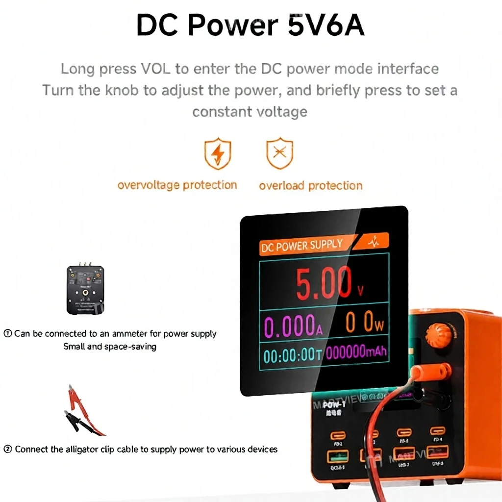 Многофункциональное зарядное устройство AMAOE POW-1 с быстрой зарядкой PD QC3.0, беспроводной зарядкой и регулируемым источником питания 5V6A для ремонта телефонов и ноутбуков (art.: 3920d4ed4bf0c) - 3920d4ed4bf0c