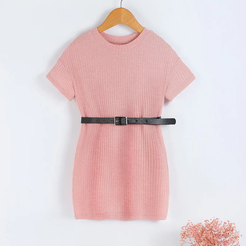 

New Summer New Belt Simple Girls Dresses