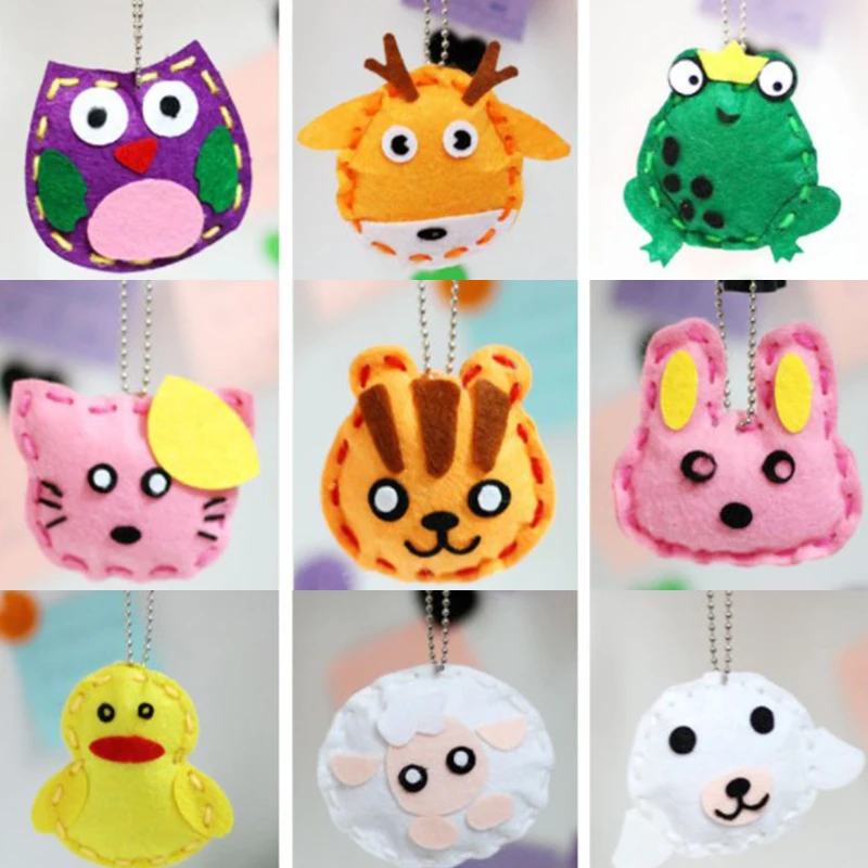 

Children's Handmade Toys Non-Woven Fabric Diy Animal Pendant Keychain Toys Kits Keychain Ornaments Arts Crafts Toy