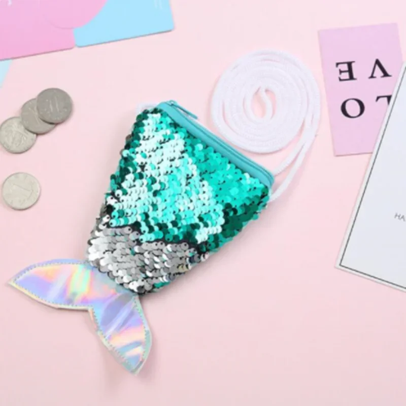 Женский кошелек с хвостом русалки и блестками сумки через плечо для девочек