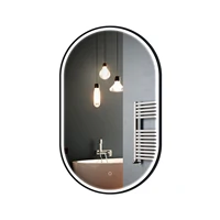 Aluminum Frame In Black color Matt Bathroom Led Vanity Modern Black Round Smart Mirror