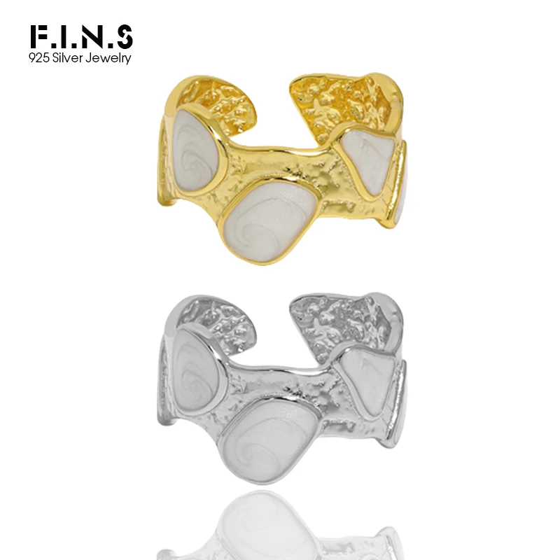 

F.I.N.S Irregular Dripping Glue 100% S925 Sterling Silver Open Rings for Women Luxury Wedding Party Fine Jewelry Accessories