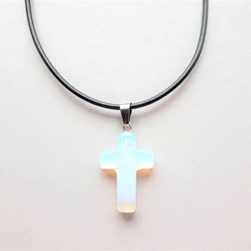 

New Simple Hot Selling Cross Transparent Milky White Pendant Accessories Necklace Jewelry
