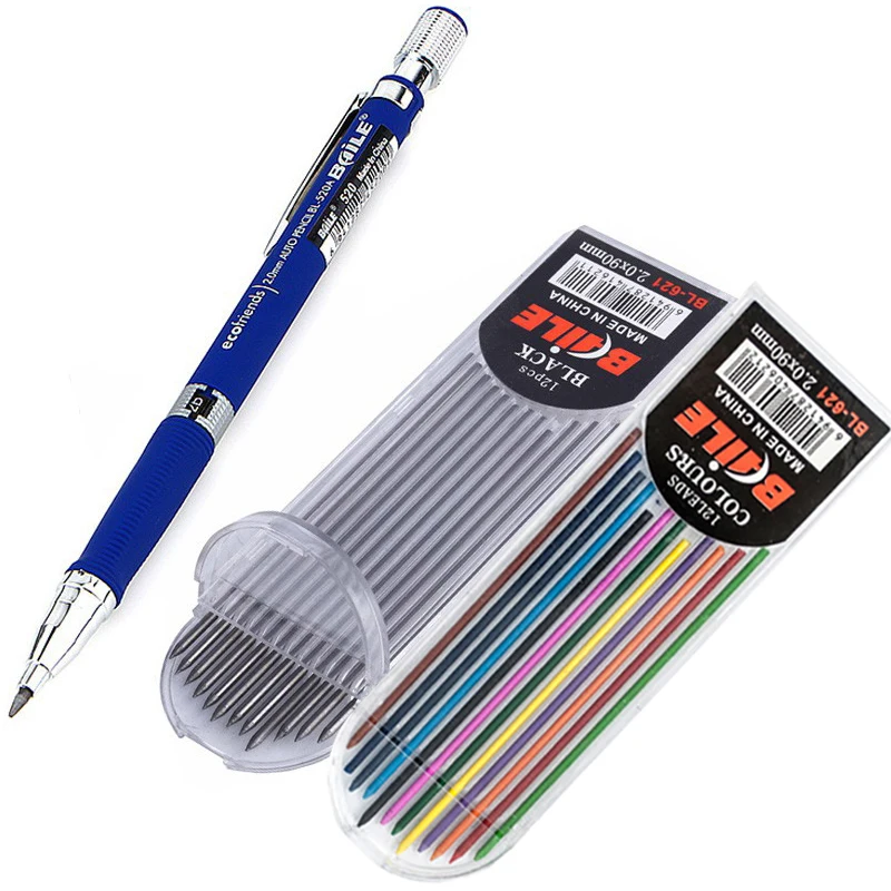 

2.0mm Tips Metal Mechanical Pencil Drawing Writing Student Pencils Kids Sketch School Supplies Office Stationery