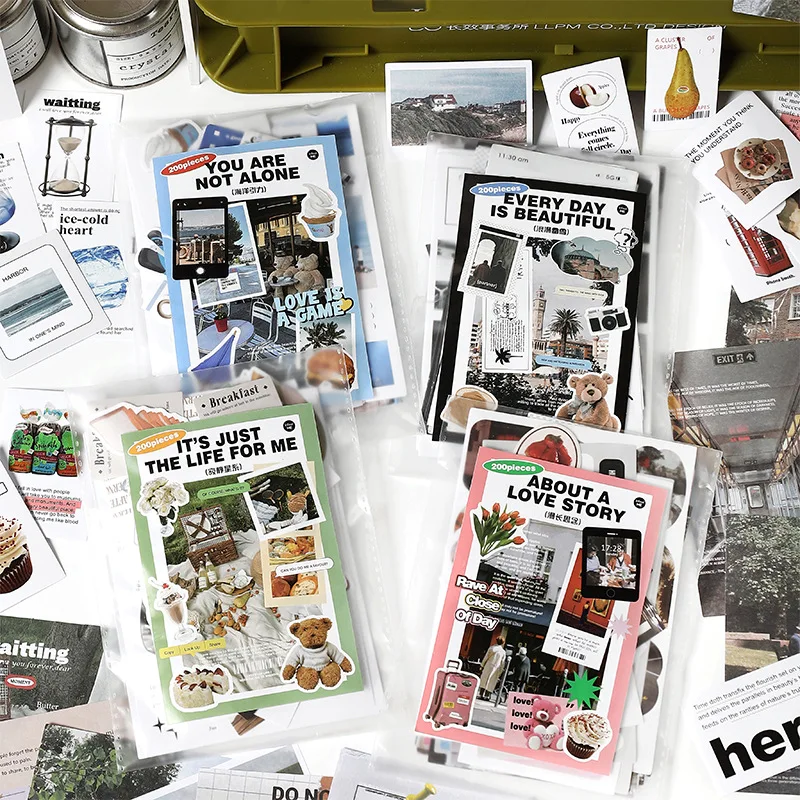 

4 стиля, винтажные стикеры в Корейском стиле, материал, бумага для рукоделия, проект «сделай сам», дневник для записей, декоративный дневник