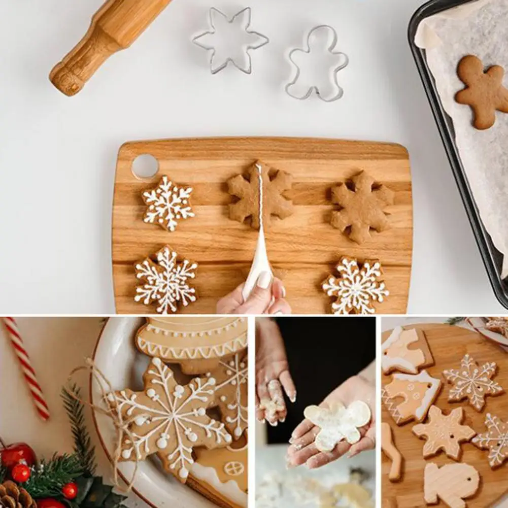 

Baking Press Molds Christmas Cookie Cutter Set Santa Claus Reindeer Snowman Food Grade Stainless Steel Biscuit Maker for Diy