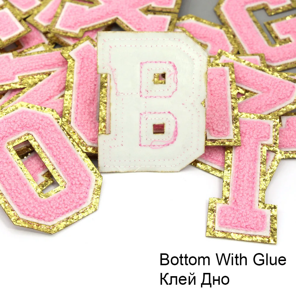 80 мм розовые нашивки с надписями вышивка нашивка для одежды золотые блестки
