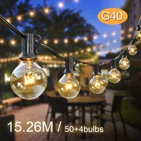 50ft outdoor garland light clear festoon globe bulb christmas lights patio fairy string street garlands for new year decorations