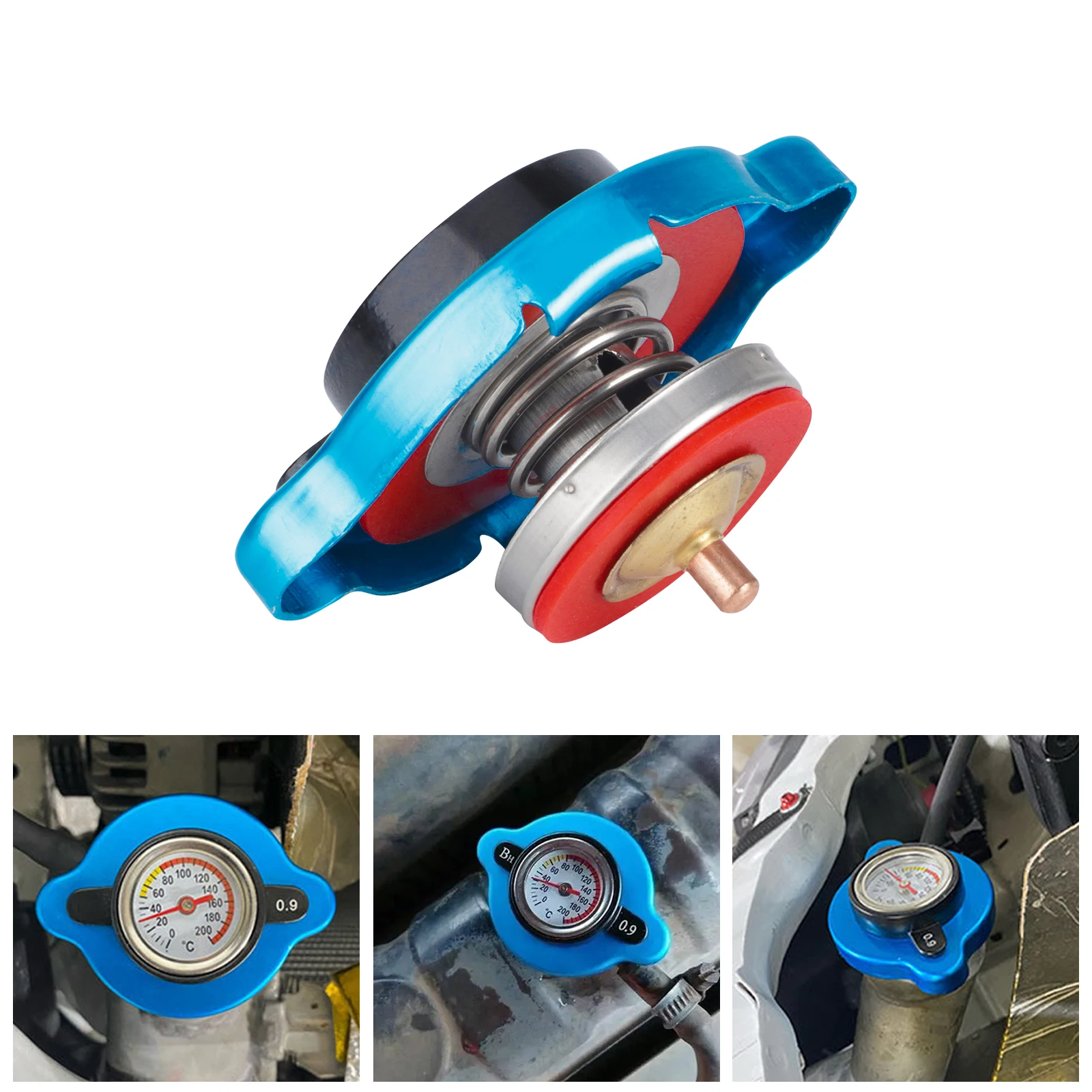 

1Pcs Universal Stainless Thermo Radiator Cap Tank Cover Water Temperature Gauge 0.9 For Excavator Other Machinery Utility Safe