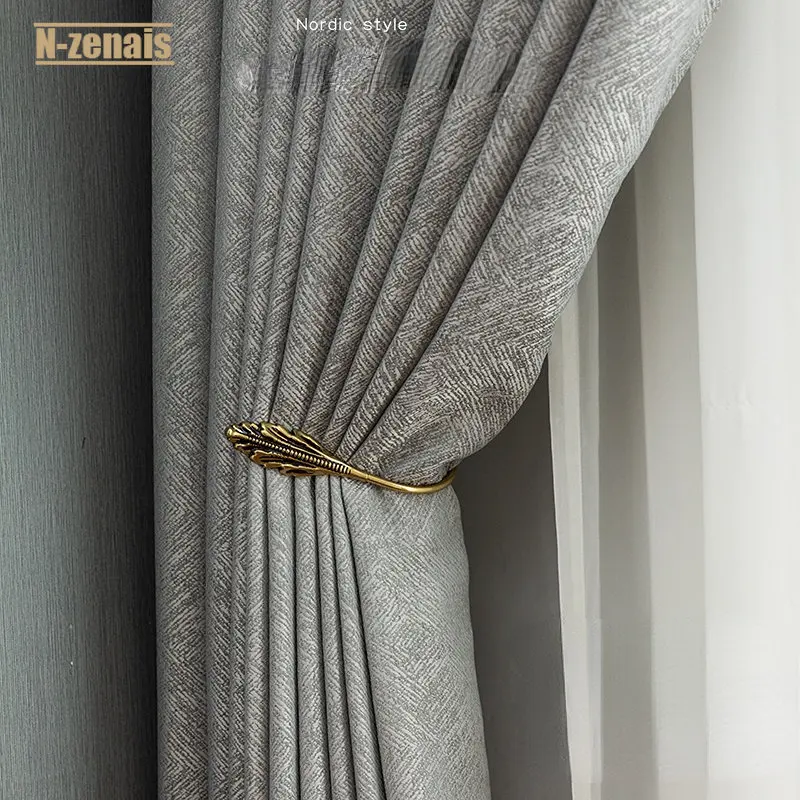 

Modern Fashion Blackout Luxury Curtains for Living Room Bedroom Solid Color Flower High Precision Gray Decoration Kitchen Window