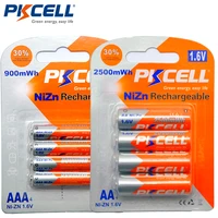 pkcell 4pccard aa battery 1 6v 2500mwh aa rechargeable batteries4pcscard 900mwh aaa batteries ni zn aaa rechargeable battery