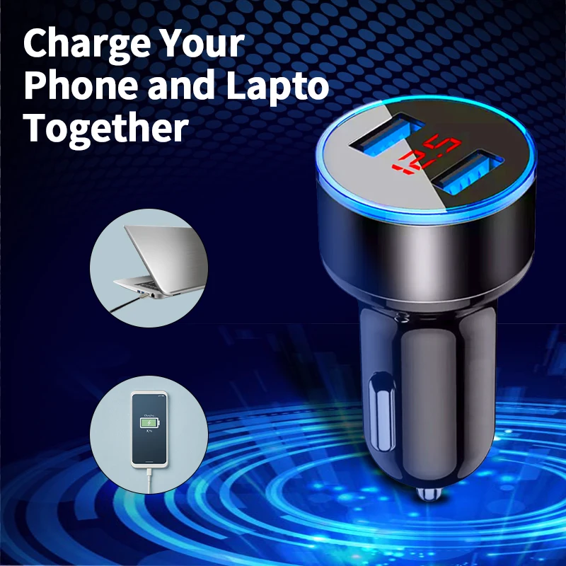 

With Led Voltage Current Display Cigarette Lighter Digital Display Car Charger Dual Usb Port Multifunctional Car Charger Adapter
