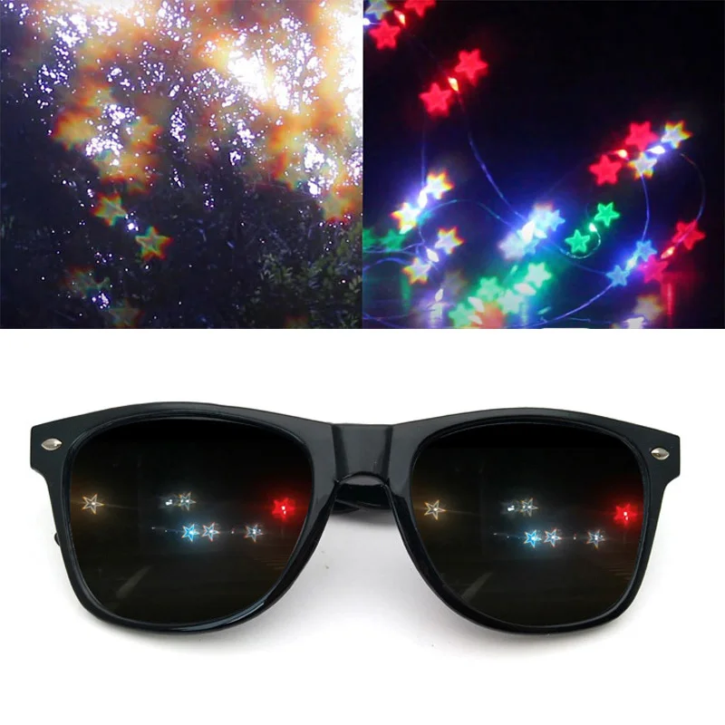 Special Effect Star Glasses Shaped Magic Light Eyeglasses Watch The Light Change Diffraction Eyewear At Night Light Sunglass