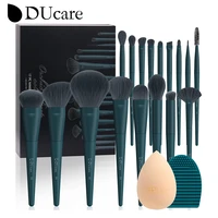ducare professional makeup brushes kits synthetic hair 17pcs with sponge cleaning tools pad for cosmetics foundation eyeshadow