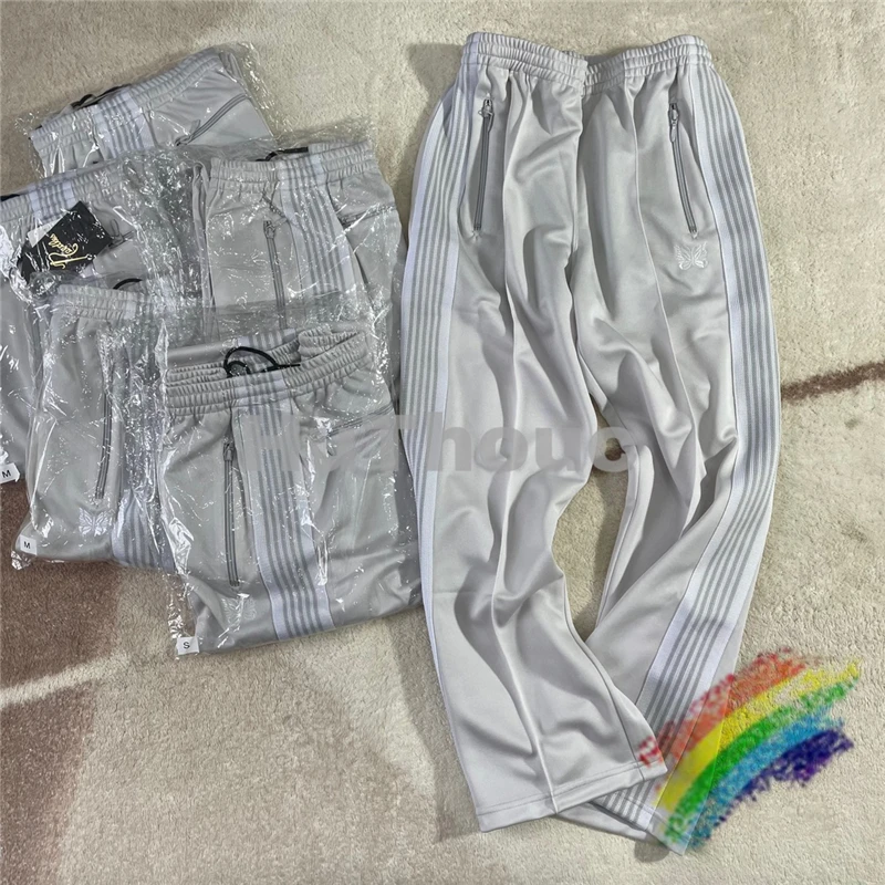 White Stripe Needles Sweatpants Men Women 1:1 High Quality Embroidered Butterfly AWGE Needles Track Pants