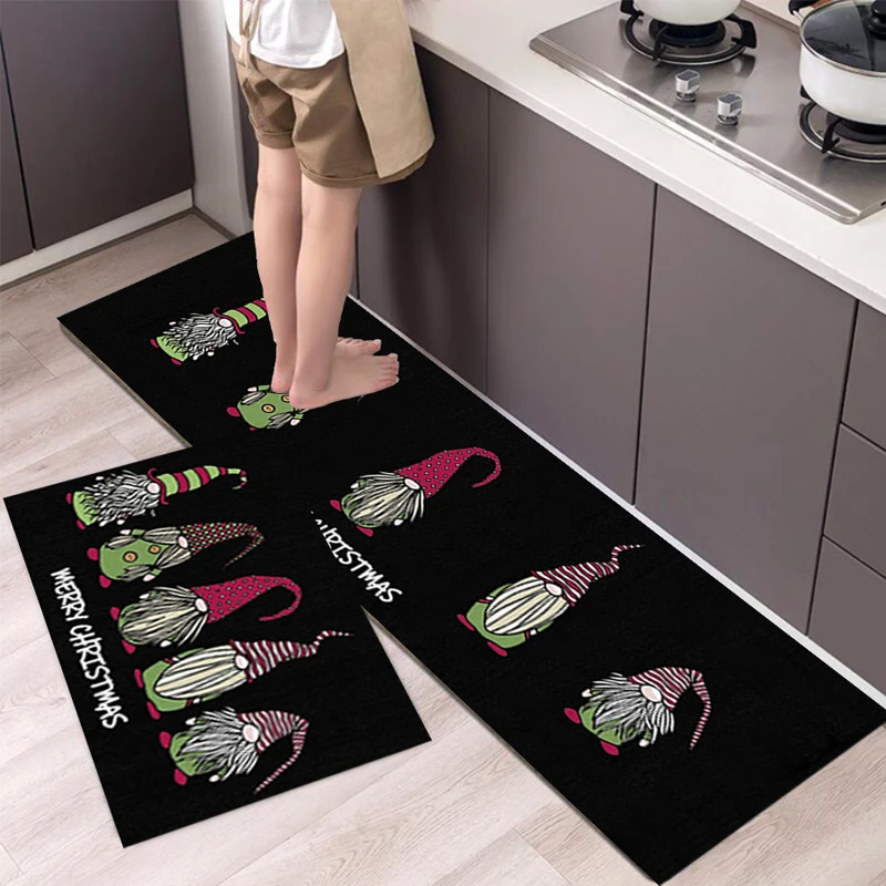 

Christmas Dwarf Carpet Rugs Floor Non-Slip Tapices Kitchen Door Foot Mat Living Room Decoration Home Decor M87