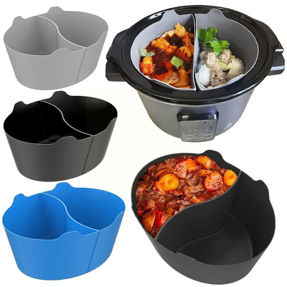 

1Pcs Slow Cooker Divider Liner For 6 QT Crockpot Reusable Silicone Cooker Divider Insert Leakproof Slow Crockpot Divider He K3I8