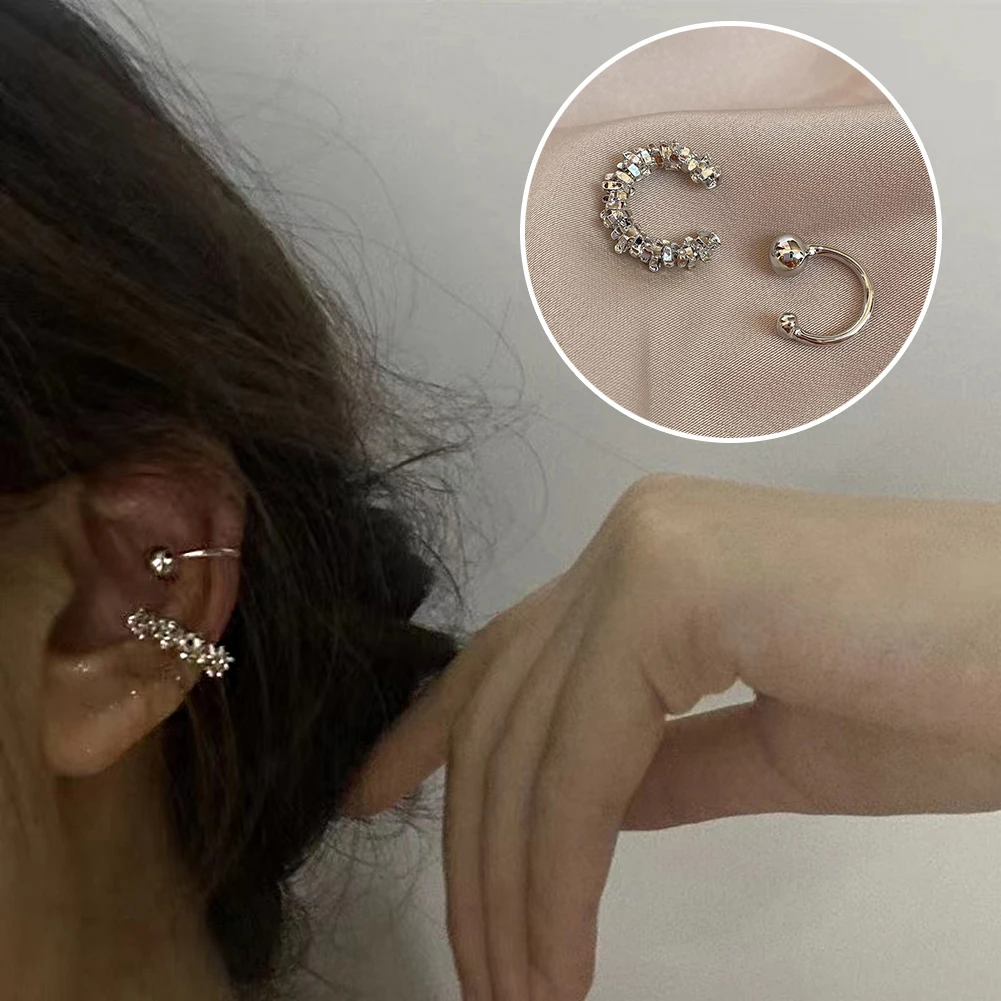 

Vintage Gold Silver Color Metal Ball Ear Bone Clip Earrings Non Pierced Ears Cuff Earring Women Female Fashion Party Ear Jewelry