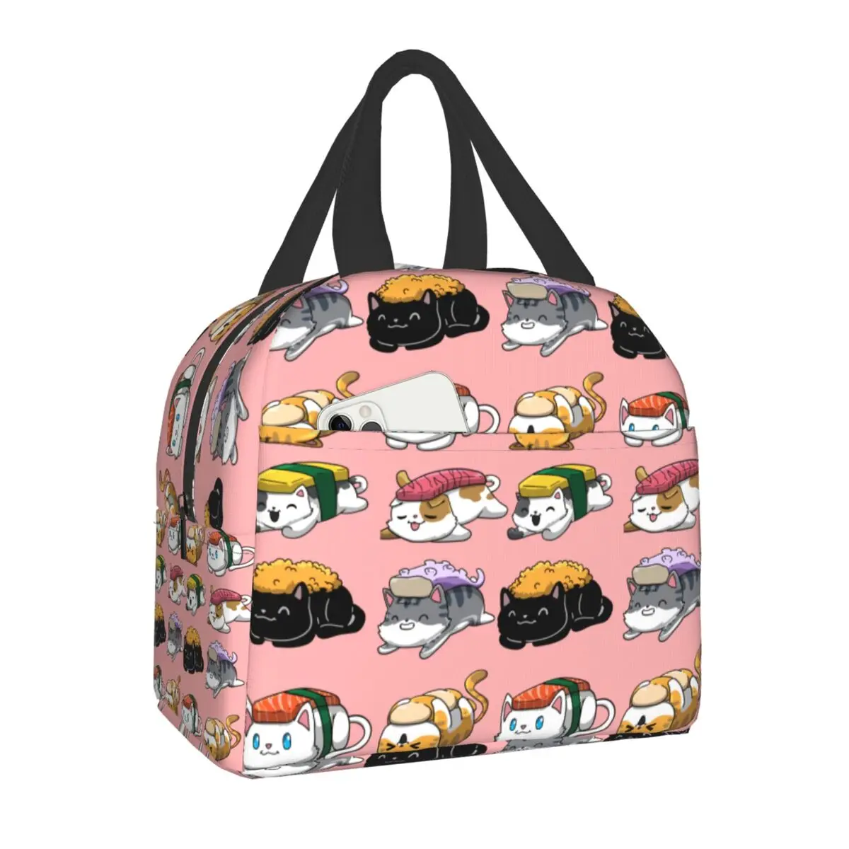 

Sushi Cat Anime Thermal Insulated Lunch Bags Women Cartoon Japanese Food Resuable Lunch Tote Box for Outdoor Picnic Storage Bag
