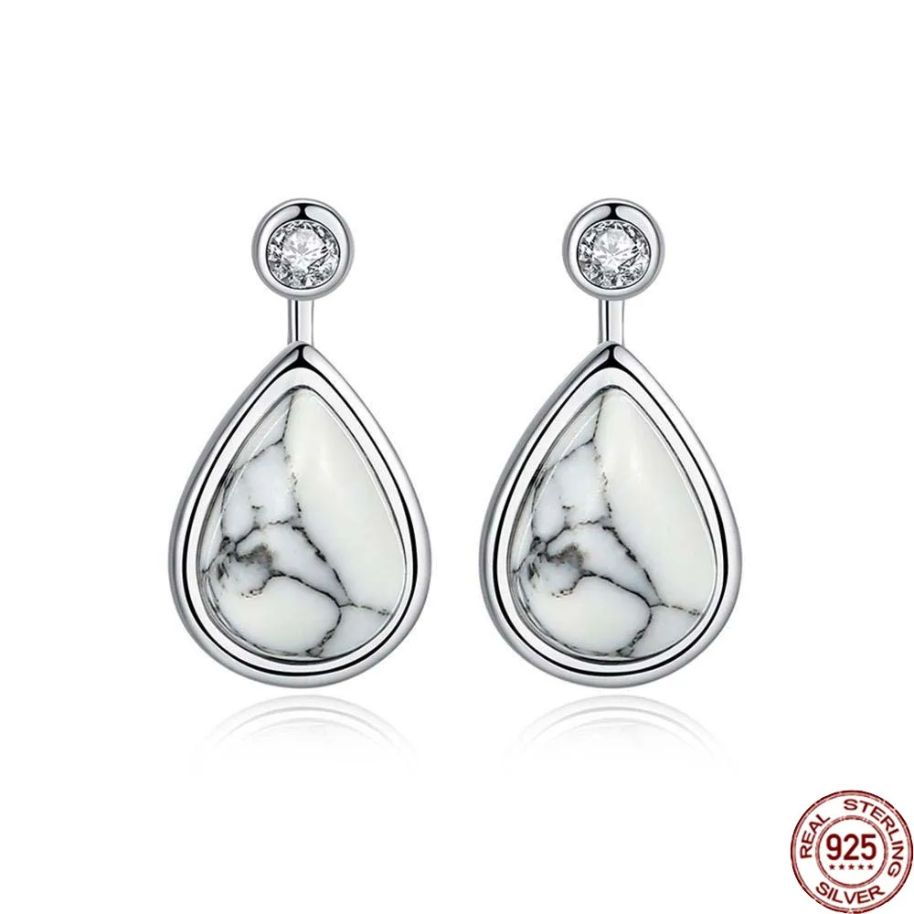 

BABIQU Turquoise Drop Earrings for Women Anniversary Fine Jewelry Real 925 Sterling Silver Water Drop Pendientes Femme Se0248