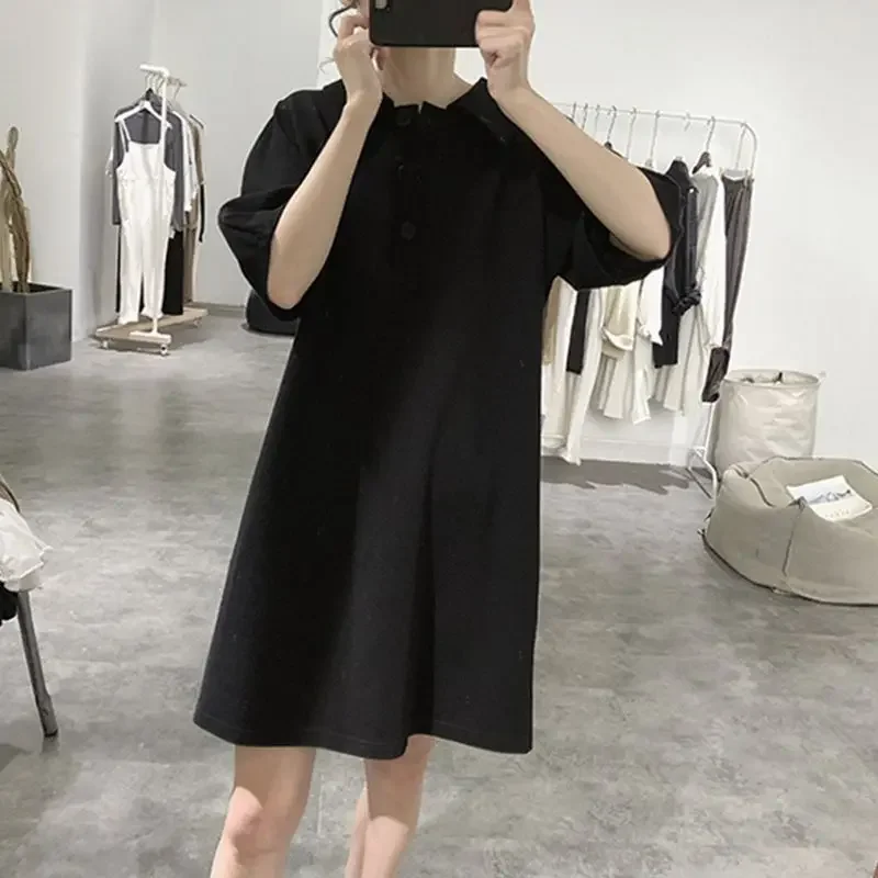 Повседневное платье с воротникомPOLO и короткими рукавами женское летнее