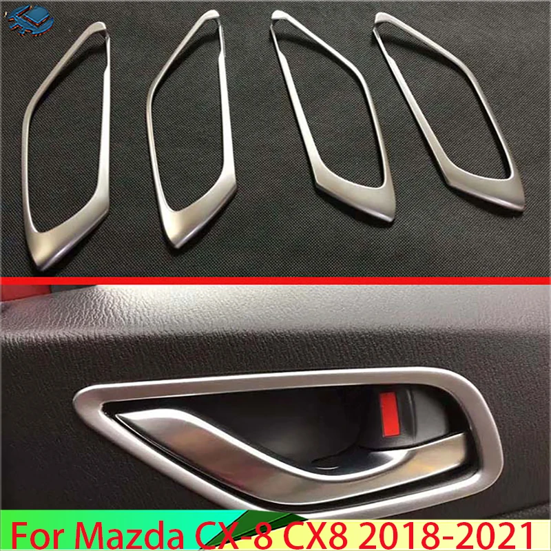

For Mazda CX-8 CX8 2018-2021 ABS Chrome Inner Door Handle Cover Catch Bowl Trim Insert Bezel Frame Garnish CX-5 CX5 2017 2018