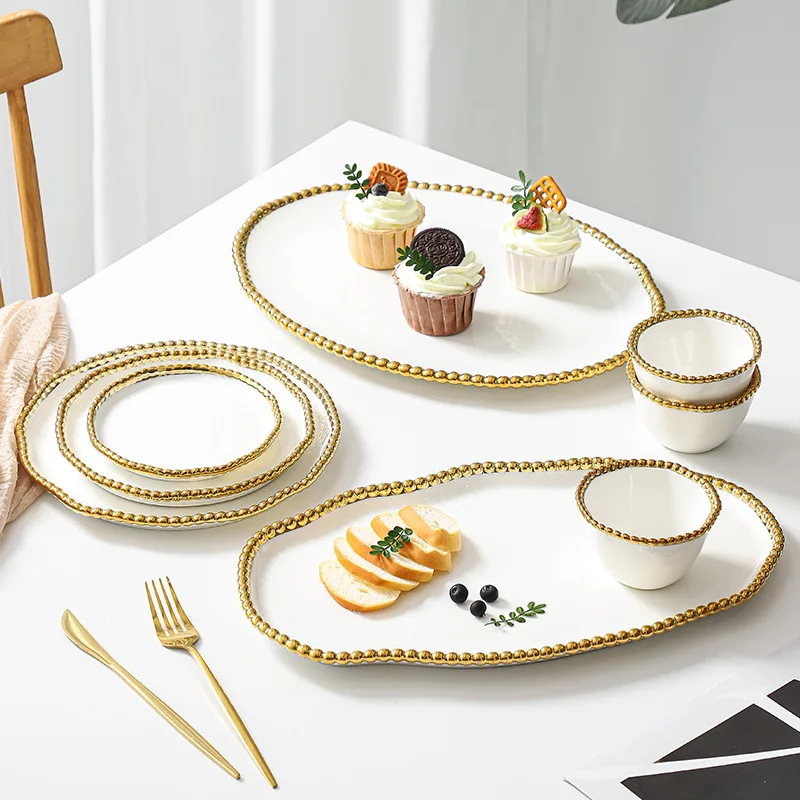 Европейский стиль бусина из Пномпеня керамическая Западная обеденная тарелка в