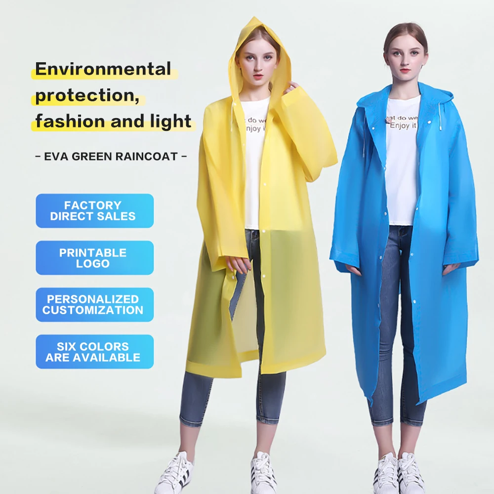 

Children Adult EVA Waterproof Raincoat Reuseable Rain Poncho For Kids Girls Women Transparent Clear Rainwear Suit For Student