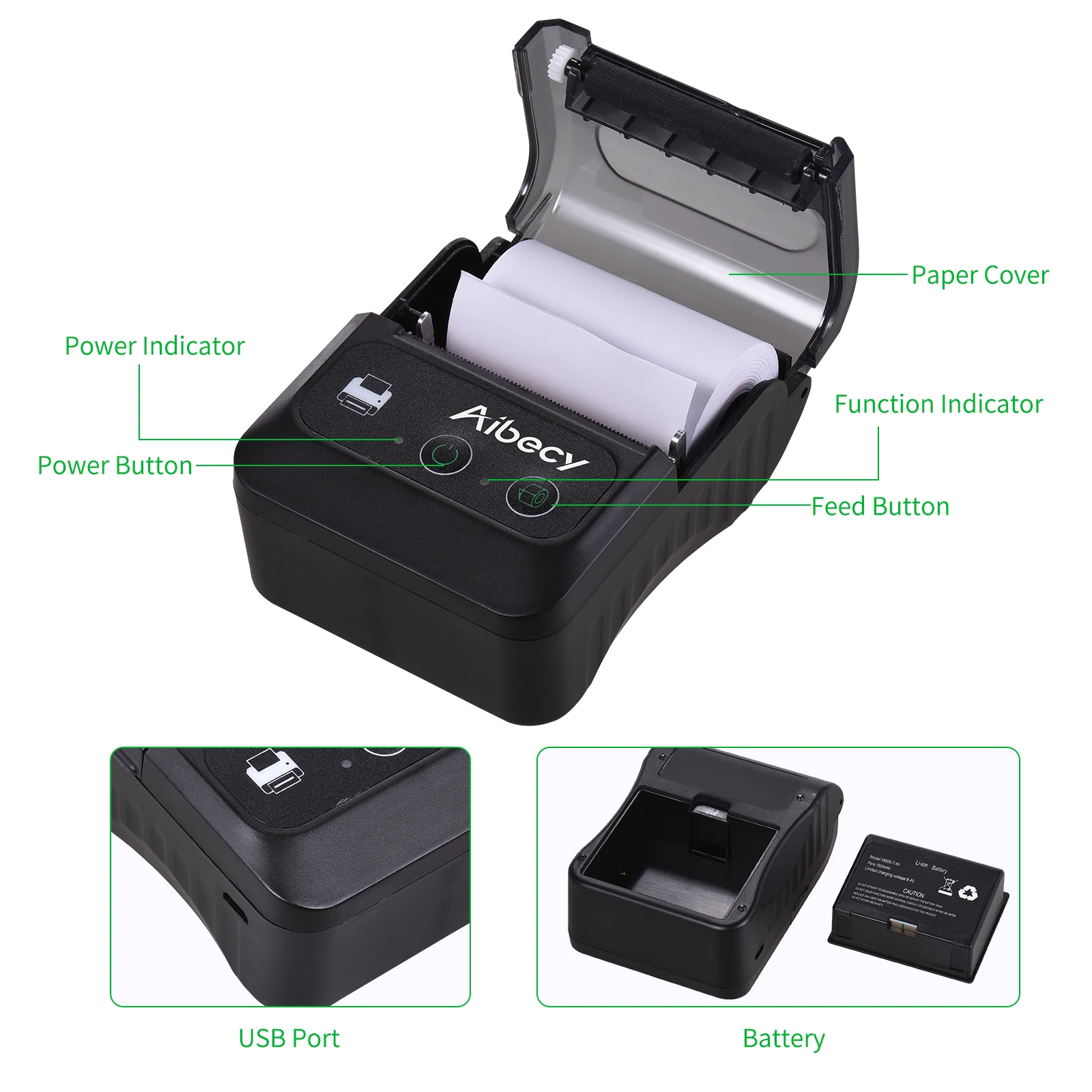 

Mini Impresora Label Printer Wireless BT 58mm 2 Inch Bluetooth Thermal Printer Label Maker Label Printer