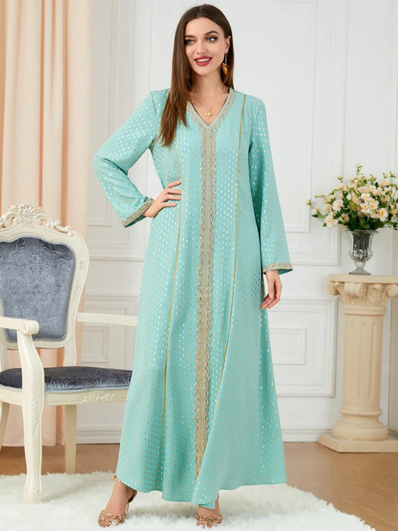 Autumn Morocco Dress Muslim Women Abaya Bronzing Maxi Abayas Dubai Turkey Islam Party Dresses Kaftan Robe Longue Vestidos Largos