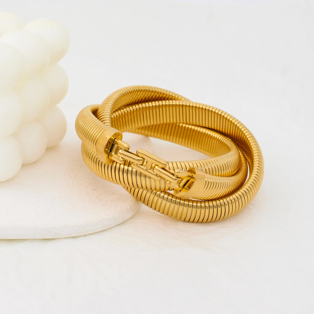 Стильный трехслойный браслет унисекс из нержавеющей стали на запястье с