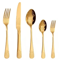24pcs golden cutlery setluxury retro western flatware setserving for 6includes spoons forksknifesdishwasher safe