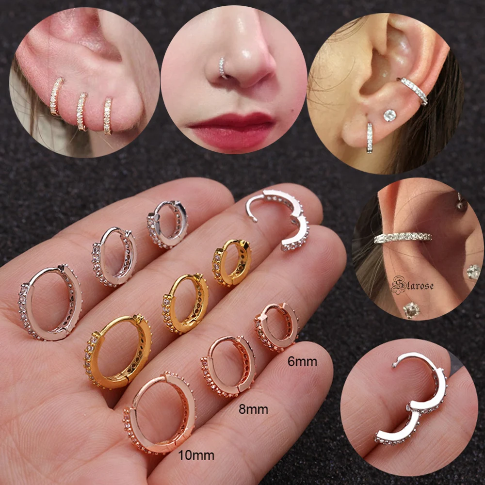 1Pc Thin Bar 0.6x6/8mm Daith Piercing Nose Septum Rings Clicker Nose Ring Hoop Tragus Orbital Piercing Helix Earring Ear Jewelry