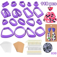 118pcs polymer clay tools plastic clay cutter ceramic pottery diy ceramic craft cutting mold for earringjewelry pendant making