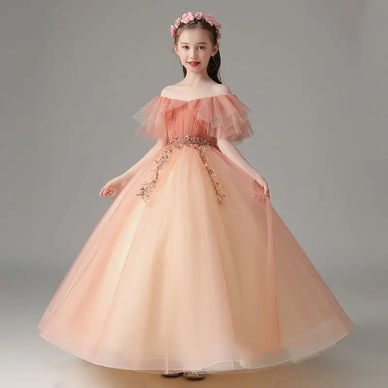 

Kids Wedding Dresses for Girls Elegant Flower Princess Long Gown Baby Girls Christmas Dress Vestidos 4-14 Years 2023 K105