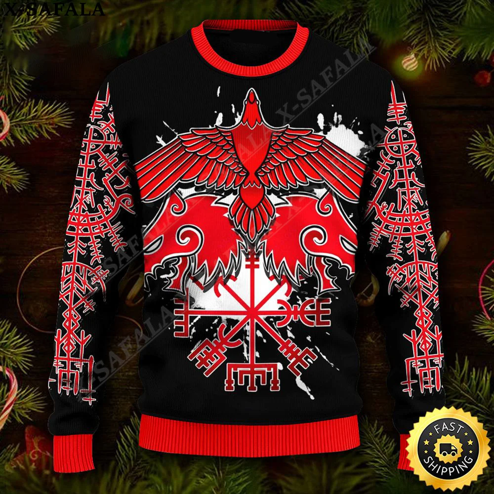 Женский свитер унисекс Fa La Valhalla повседневный джемпер с рисунком викингов и