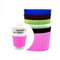 heat insulation coffee cup cover silicone cup sleeve non slip bottle sleeves stripes ceramic cup cover colored mug sleeve