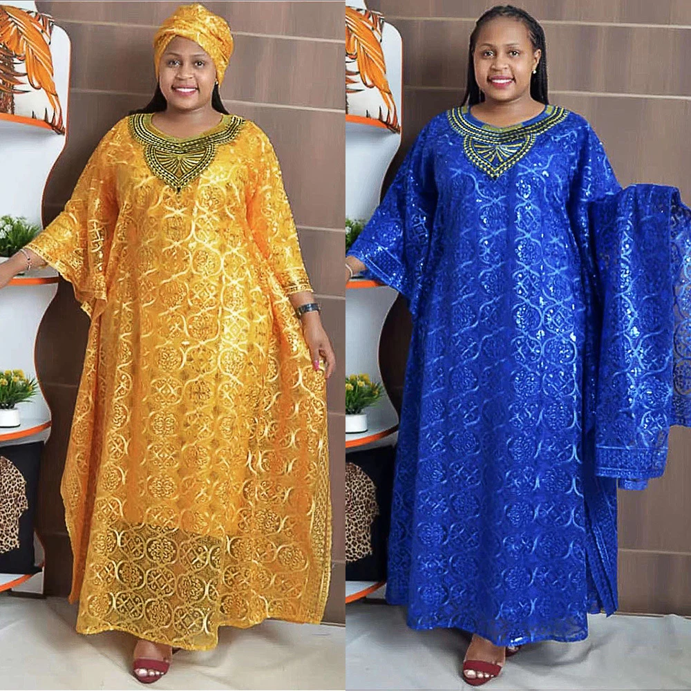

3PCS African Dresses for Women Muslim Lace Embroidery Abaya Kaftan Moroccan Caftan Dashiki Robe Loose Traditional Boubou Dress