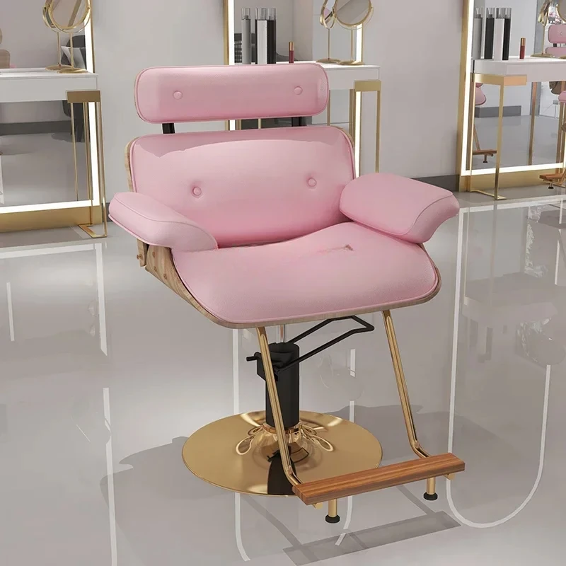 Стилистское роскошное эстетическое золотое парикмахерское кресло вращающееся