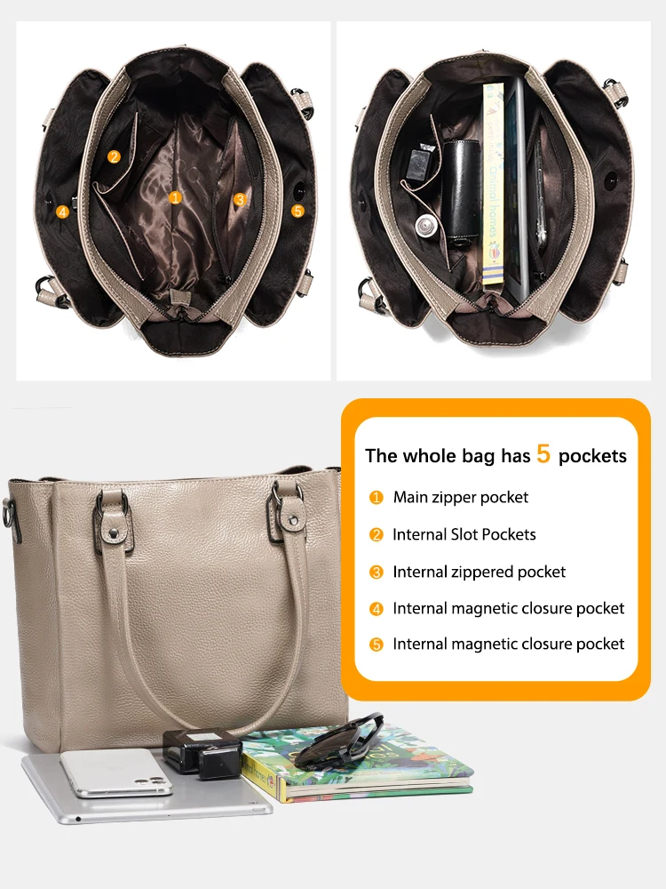 Женская Большая Сумка Zency Из Натуральной Кожи Повседневная Через Плечо С