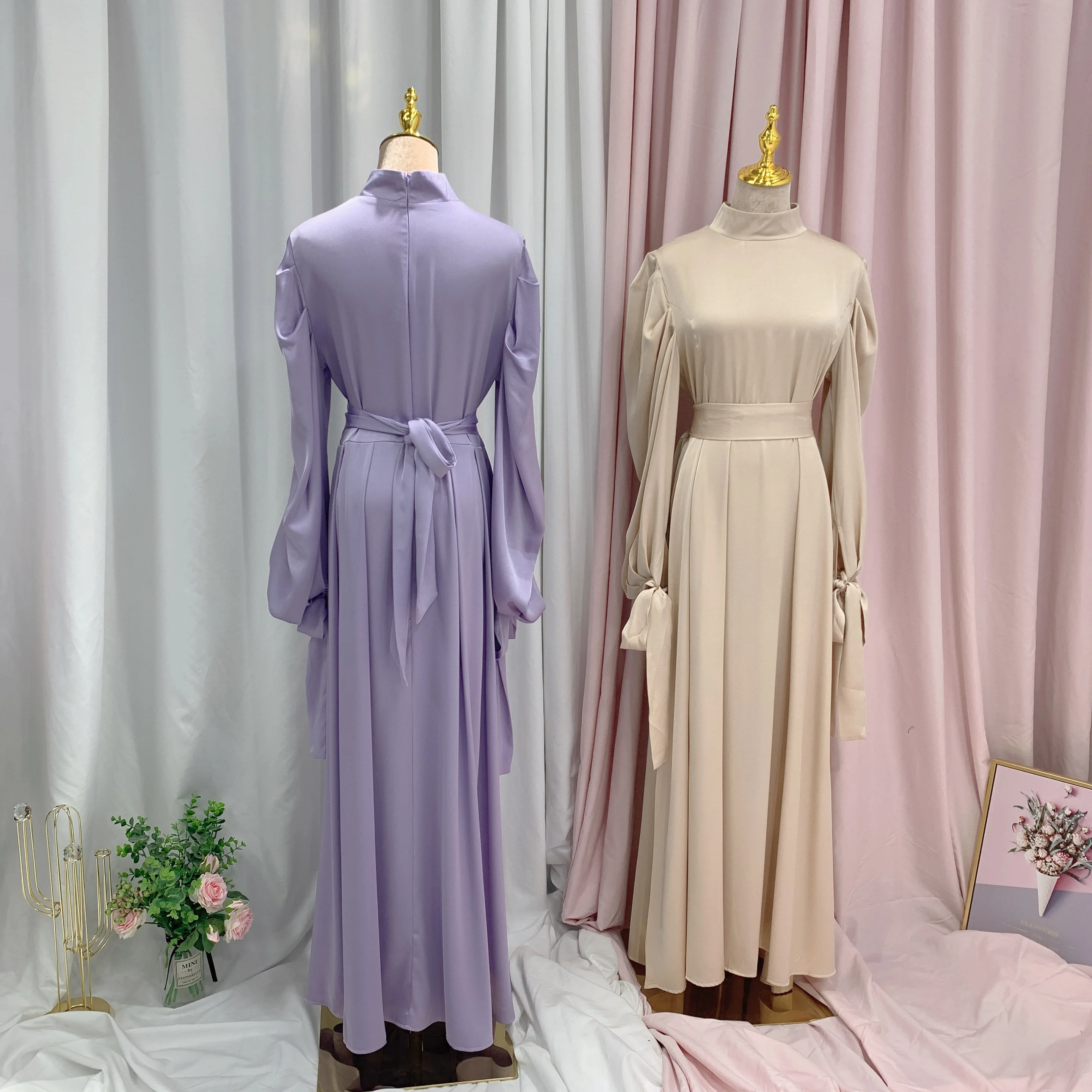New Muslim Solid Color Long Summer Dress Abaya For Ramadan Islamic Cloth Hot Selling Large Size in Arab