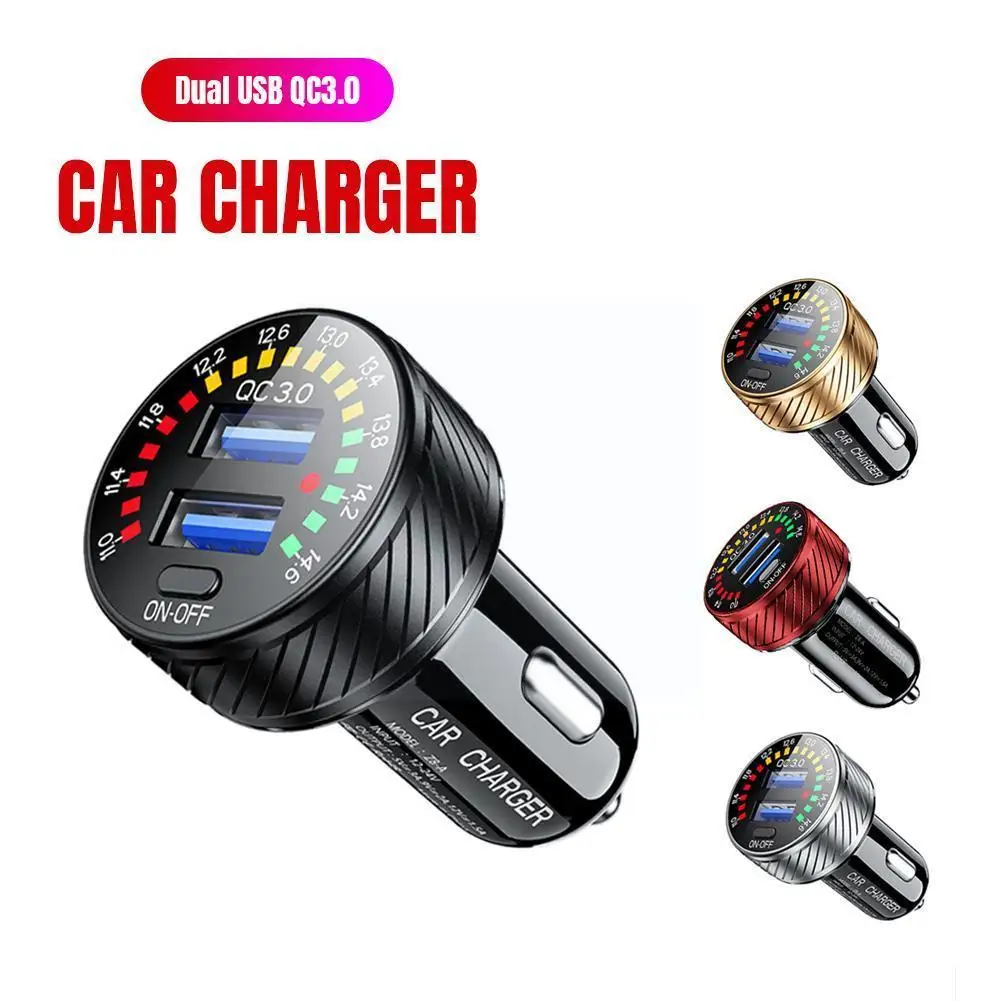 

Автомобильное зарядное устройство Qc3.0 с двумя Usb-портами, водонепроницаемая розетка с вольтметром, индикацией шкалы, переключателем, автомо...