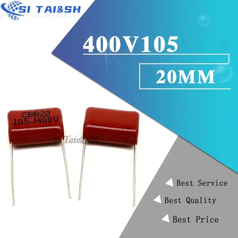 10 шт. 400V105 1 мкФ шаг 20 мм 400 В 105 1000NF CBB полипропиленовый пленочный конденсатор